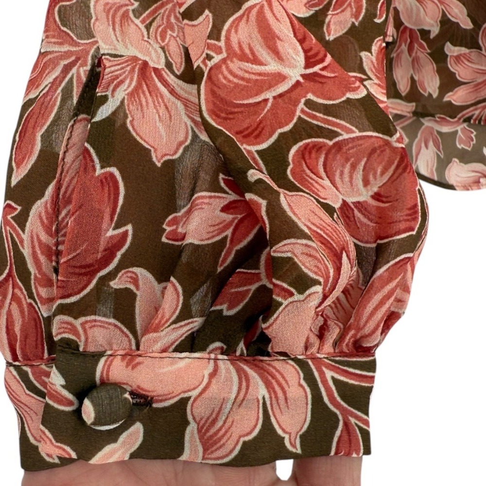 NWOT Veronica Beard Ashlynn Silk Floral Blouse Top Deep Ochre Multi Size 6 - Picture 15 of 16